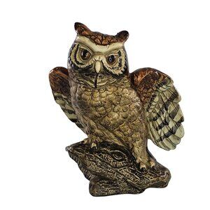 Vintage UCTCI Japan Ceramic Owl Figurine Hand Painted Detailed Collectible Home